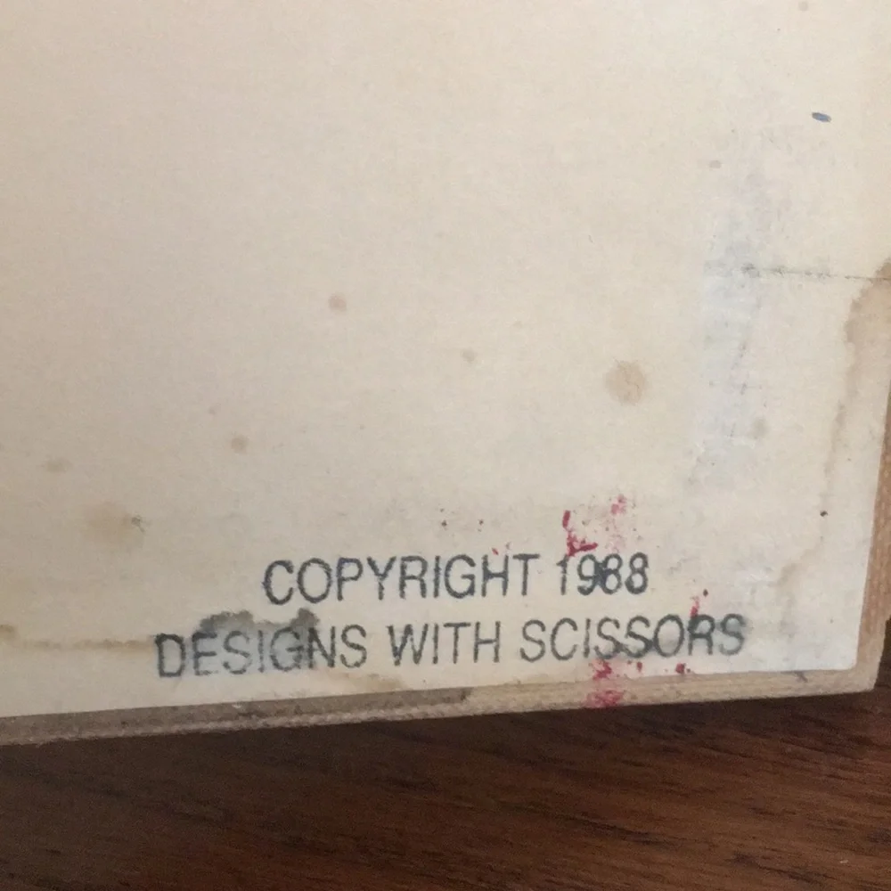 Vintage Designs W Scissors Children Hand-cut Glass & Wood Art